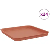 vidaXL Vierkante Bloemenschotel 24 st Baksteenrood 32 x 32 x 2,5 cm