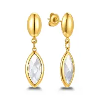 CO88 Collection - 8CE-70634 - Dames Oorbellen Wit Glassteen - Stainless Steel - Cadeau
