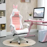HAUSS SPOLE Gamingstoel - Ergonomische Bureaustoel Met Voetsteun En Kantelbare Rugleuning - Voor Gamekamer En Kantoor - Roze