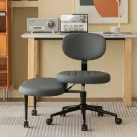 HAUSS SPOLE Bureaustoel - Ergonomisch Zonder Armleuningen - Draaibaar Met Voetsteun - Voor Werk En Meditatie - Stof Grijs