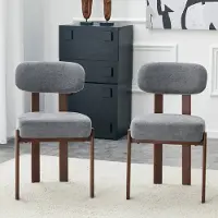 HAUSS SPOLE Eetkamerstoel - Set Van 2 - Ergonomisch Met Gebogen Rugleuning - Voor Eetkamer En Keuken - Linnen Grijs