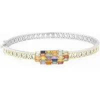 Cavill - Elegante Dames Armband - 925 Sterling Zilver met Palladiumlaag - 4,212 Ct Roze & Regenboog Saffieren Baguette - Madagaskar