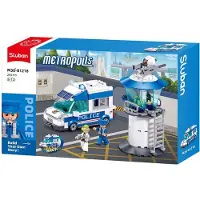 Sluban Metropolis Politievoertuig met toren bouwspeelgoed kinderen vanaf 6 jaar – constructiespeelgoed modelbouw – bouwdoos met 245 bouwstenen – M38-B1218