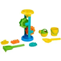 Eddy Toys Strandspeelset met Watermolen Gieter Schep Hark Boot Zandvormpjes – Strand Speelset Kinderen – Zand en Water Speelset – Buitenspeelgoed