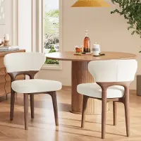 HAUSS SPOLE Eetkamerstoel – Luxe Chenille Design – Set Van 2 – Comfortabel Met Dikke Vulling – Voor Eetkamer En Woonkamer – Lichtbeige