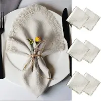 Unyqoos Tijdloze Elegantie Stofservetten Set van 6 voor Elke Gelegenheid - 45 x 45 cm, Beige