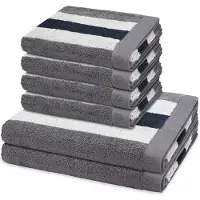 Ross Handdoek 'Doubleface Stripes' grijs