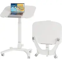BONTEC 65×50cm opvouwbaar computerwerkstation met 4 zwenkwielen, laptopstandaard op wielen, in hoogte verstelbaar zit-sta bureau, bijzettafel voor woonkamer, slaapkamer, medische ruimte