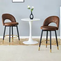 HAUSS SPOLE Barstoel Set Van 2 - 360 Graden Draaibaar Met Open Rugleuning - Voor Bar En Keuken - Stoff En Metaal - Bruin Zwart