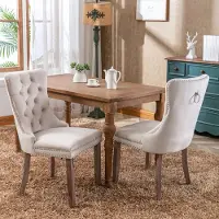 HAUSS SPOLE Eetkamerstoel – Luxe Velours Design – Set Van 2 – Comfortabel Met Hoge Rugleuning En Verstelbare Pootdoppen – Voor Eetkamer En Woonkamer – Velours Beige