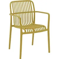Goossens Tuinstoel Jelke - Kunststof - geel - 57 x 83 x 54 cm - Tuinstoel met armleuning - zonder kussen - Stapelbaar