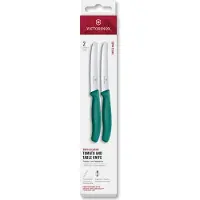 Victorinox Swiss Classic 6.7834.2C1 Tomato & Table Knife, Wavy, Green, set van 2 tomatenmessen