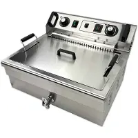 HCB - Professionele grote Horeca frituurpan - Friteuse - 23 liter - 400V - RVS / INOX frietketel - frietpannen - frietpan met kraantje - aftapkraan - 54x59x36 cm (DxBxH) - 4800W - 6840
