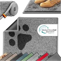 Kesser Schoonloopmat - Antislip deurmat binnen en buiten - Wasbaar - Lichtgrijs pootjesmotief 120x180 cm