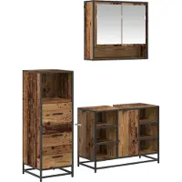 vidaXL Badkamermeubel Set 3 st Oud Hout 80 x 33 x 60 cm Bewerkt hout