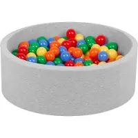 Petsona Ballenbad Hond 200 Ballen 90x30 cm - Rond hondenzwembad - Dierenzwembad - lichtgrijs: geel groen blauw rood oranje
