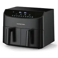 DS Produkte GOURMETmaxx Airfryer met Dubbele Kamer 2x3,5 L Zwart met Touchdisplay en Timer Energiezuinig Frituren 10 Programma’s 2400 W