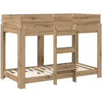 vidaXL Stapeld bed voor kids Zwart Eiken 80 x 200 cm Bewerkt hout