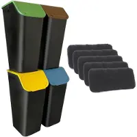 Practic - Set van 4 prullenbak 35L + 5 stuks koolstoffilters