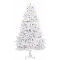 vidaXL Kunstmatige Hinged Kerstboom Wit 210 cm PVC en Staal