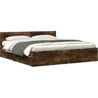 vidaXL Bedframe met hoofdeinde bewerkt hout gerookt eiken 180x200 cm
