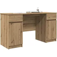 vidaXL Bureau artisanaal eikenkleurig Bewerkt hout 140 x 49 x 76 cm