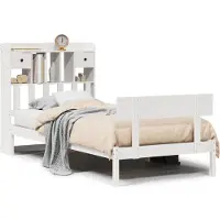 vidaXL Bed met boekenkast zonder matras grenenhout wit 90x190 cm