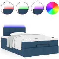 vidaXL Bed poef met matras en LED's 120x190 cm stof blauw