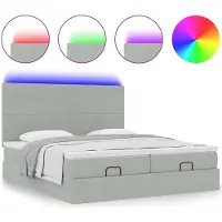 vidaXL Ottoman bed met matrassen en LED's 180x200cm fluweel lichtgrijs
