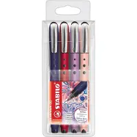 Stabilo worker+ - Rollerball Pen 0.5 mm - NatureCOLORS Wildflower - Etui Met 4 Kleuren