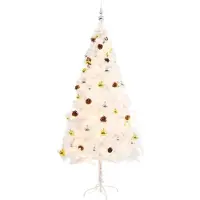 vidaXL Kunstkerstboom met verlichting en kerstballen 180 cm wit