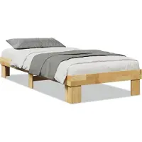 vidaXL Bedframe zonder matras 75x190 cm massief hout eiken