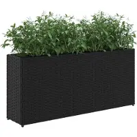 vidaXL Plantenbakken met 2 potten 2 st 90x20x40 cm poly rattan zwart