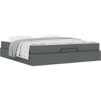 vidaXL Bedframe met matras 2 st Dim Grijs Stof