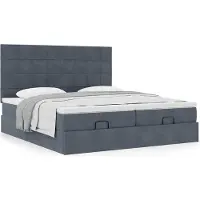 vidaXL - Ottoman - bed - met - matrassen - 180x200cm - fluweel - donkergrijs