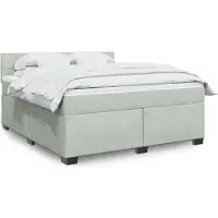 vidaXL Boxspring met matras fluweel lichtgrijs 180x200 cm