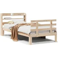 vidaXL Bedframe met hoofdbord massief grenenhout 90x200 cm