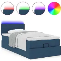 vidaXL Ottoman bed met matras en LED's 90x190cm stof blauw