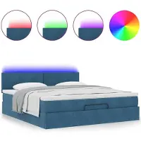 vidaXL Ottoman bed met matras en LED's 180x200 cm fluweel donkerblauw
