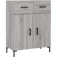 vidaXL Hoge kast 69,5x34x180 cm bewerkt hout grijs sonoma eikenkleurig