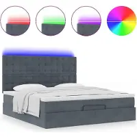 vidaXL Ottoman bed met matrassen en LED's 200x200cm fluweel