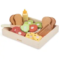 Woet Houten Sandwich Set - "Maak Je Eigen Broodjes" Speelset met 16+ Accessoires - Rollenspel Speelgoedeten - Educatief Keuken Speelgoed - Vanaf 2 jaar