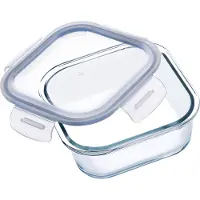 Kadax Hittebestendige glazen container met deksel, voedselcontainer van robuust glas, bewaarcontainer, vriescontainer, vershouddoos, vierkant, set van 3