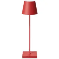 Sigor Oplaadbare tafellamp Nuindie, 38 cm, USB-C, vuurrood, rond, 2,2W, FlexMood, 2200K/2700K, IP54, CRI 85, dimbaar