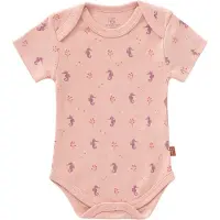 Fresk Romper met Korte Mouwen 0-3 m - Babykleding - Biologisch Katoen - Roze - Seahorse