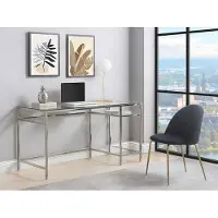 Vente-unique Bureau met 2 rekken - Gehard glas en staal - Zilverkleur - TIZIO -