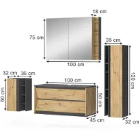Vicco Edelin Badkamermeubelset – 4 delen Antraciet/Artisan