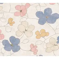 A.S. Création BLOEMEN BEHANG | Abstract - Grijs Geel Roze Blauw - Nordic Feeling