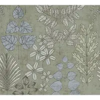 A.S. Création PLANTEN & BLADEREN BEHANG | Retro - Groen Blauw Grijs - Nordic Feeling