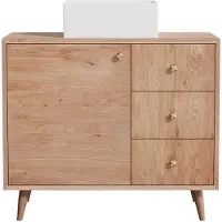 Vente-unique Badkamermeubel van massief eikenhout met vierkante opzetwastafel - Licht natuurlijk - 93 cm - ZARENO L 93 cm x H 80.5 cm x D 50 cm